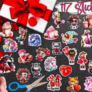 Valentines Day Stickers Mega Bundle | Cute Valentine Gnomes Stickers | Valentine Unicorns Stickers | Printable Stickers Bundle | Digital Art