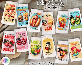 Funny Food Puns Kitchen Towels Sublimation Bundle (Digital Download)