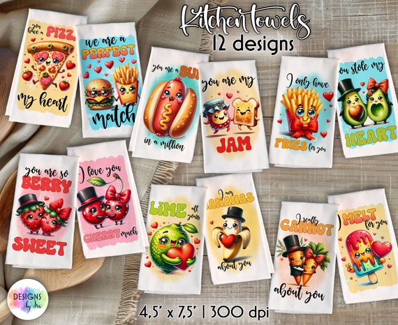 Funny Food Puns Kitchen Towels Sublimation Bundle (Digital Download)