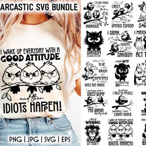 Sarkastisches SVG-Bundle | Mürrische Vögel SVG | Lustiger Katzen-Liebhaber-Druck | Sarkastische Zitate SVG | Digitaler Download