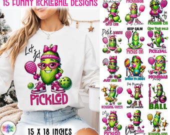 Paquete de sublimación de Pickleball divertido / Diseños PNG de Pickleball con frases para camisetas, tazas y regalos / Descarga digital / Clipart de Pickleball