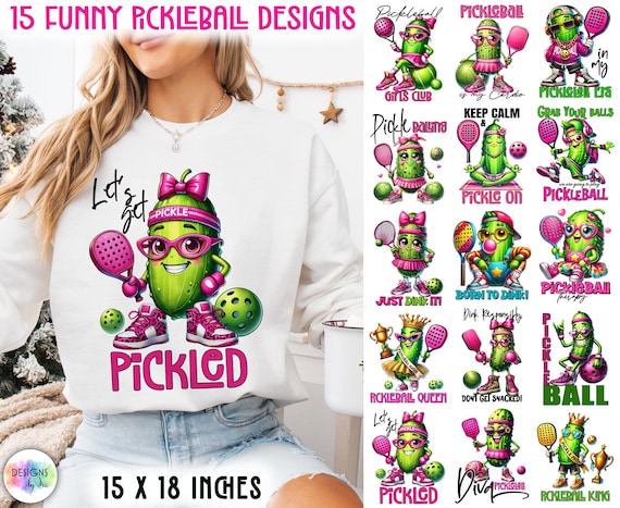 Funny Pickleball Sublimation Bundle | Cute Pickle PNG Designs with Quotes for T-Shirts, Mugs & Gifts | Digital Download | Pickleball Clipart