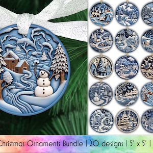 Wood Carving Christmas Ornaments Bundle: 20 Designs (Digital Download)