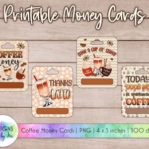 Tarjetas de dinero de café / Impresiones de tarjetas de café / Tarjetas de dinero imprimibles / Amante del café / Cotizaciones de café / Tarjetas de regalo / Descarga digital