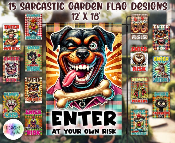 Sarcastic Animals Garden Flag PNG Bundle (Digital Download)