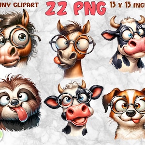 Funny Animals Clipart Bundle | Sarcastic Animals Clipart | Grumpy Face Bundle | Cartoon Comic Birds Illustrations | Digital Download