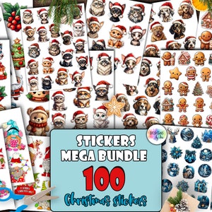 Christmas Stickers Mega Bundle | Cute Christmas Stickers | Kawaii Christmas Stickers | Dogs Christmas Stickers | Cats Christmas Sticker