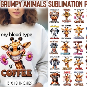 Paquete de sublimación sarcástica / Citas divertidas / Impresión de perros gruñones / Citas sarcásticas / Animales divertidos PNG / Sublimación de animales gruñones