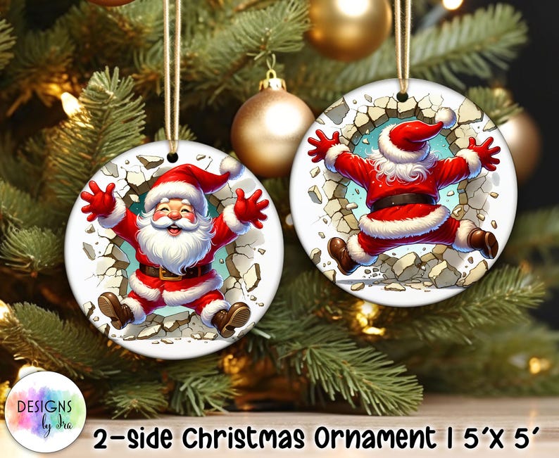 Both Side Christmas Ornaments Bundle | Broken Wall Christmas Ornaments | Holiday Decor | Cute Christmas Animals PNG | Christmas Ornaments image 4