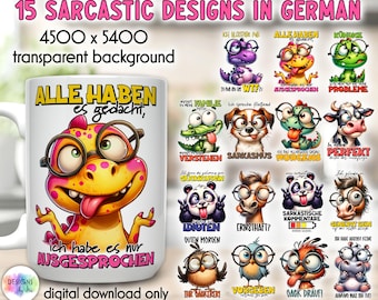 Sarcastic Coffee Mug Sublimation Bundle | Sarkastische Deutsche Sprüche Designs | Humorvolle Sublimation | Kaffeewitz & Freche Quotes