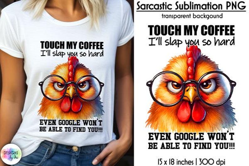 PNG-bundel Sarcastic Chicken: grappige ochtendcitaten (digitale download) afbeelding 5