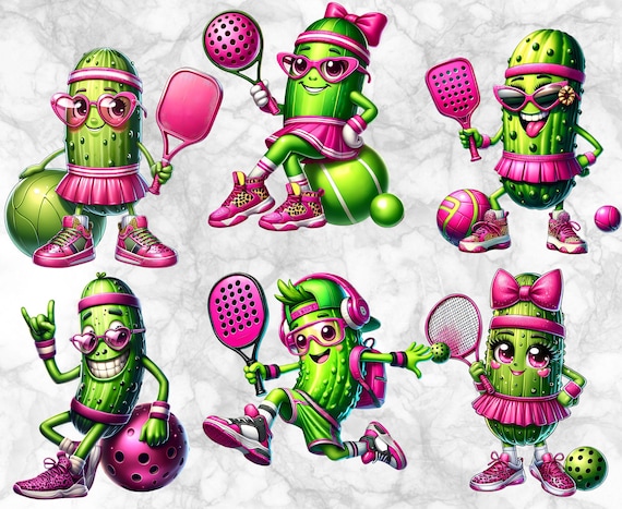 Pickleball Clipart Bundle | Cute Pickle Illustration | Pickleball