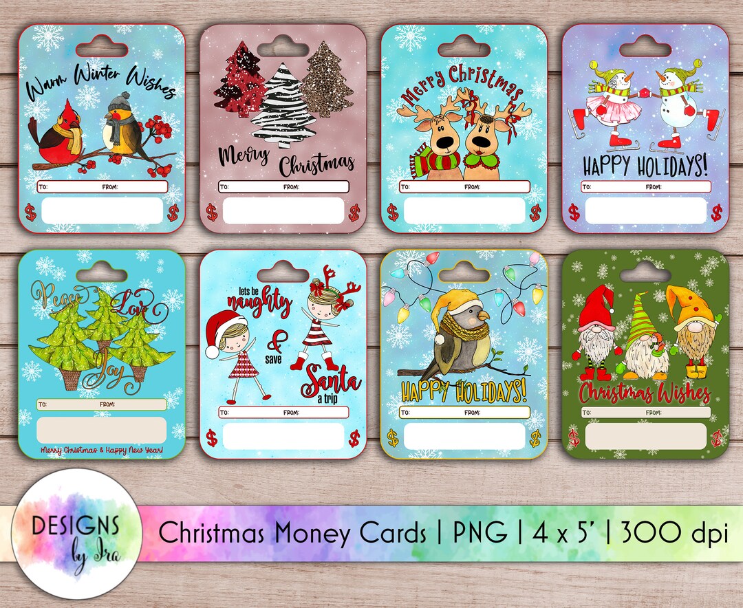 Christmas Money Cards: Printable Gift Card Holders (digital Download ...