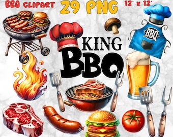 BBQ Clipart Bundle: Grill Party Digital Art (29 PNG)