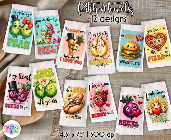 Funny Food Puns Kitchen Towels Bundle (Digital Download)