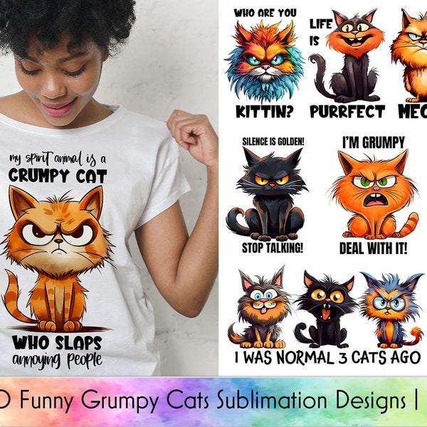 Funny Cats Sublimation Bundle | Grumpy Cats Bundle | Sarcastic Quotes Sublimation Bundle | Cat Lover Sublimation Bundle | Digital Download