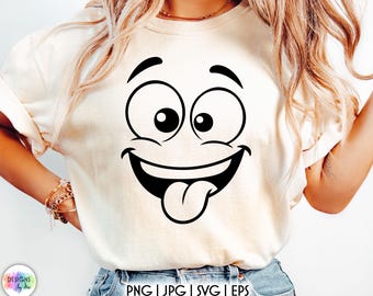 Funny Face SVG, Sarcastic Smiley PNG, Funny Cartoon Face Sublimation, Smiley Print, Digital Download, Cricut Cut File