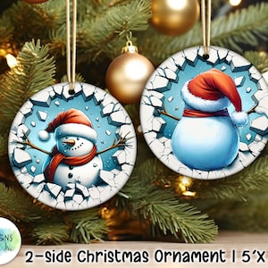 Both Side Christmas Ornaments Bundle | Broken Wall Christmas Ornaments | Holiday Decor | Cute Christmas Animals PNG | Christmas Ornaments image 2