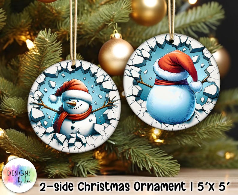 Both Side Christmas Ornaments Bundle | Broken Wall Christmas Ornaments | Holiday Decor | Cute Christmas Animals PNG | Christmas Ornaments image 2