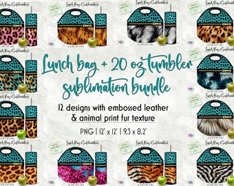 Animal Print Lunch Bag Sublimation Bundle: 20 oz Tumbler Wrap (Digital Download)