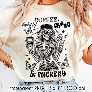 Sarcastic Skeleton PNG: Snarky Coffee Lover Sublimation (Digital Download)