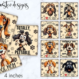 Funny Dog Faces Coaster Sublimation Bundle | Square Coaster Designs Bundle | Dog Lover Coaster Designs | Dog Lover Gift Idea | Digital Art