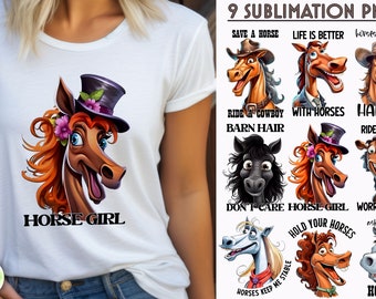 Funny Horses sublimation Bundle | Horse Lover Bundle | Horse Quotes Sublimation | Sublimation Download | Horse PNG Print | Ride More