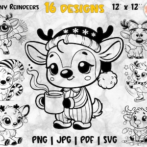 Cute Christmas Reindeer SVG Bundle | Funny Reindeer Clipart | Holiday Cutting Files | Funny T-Shirt Prints | Digital Download