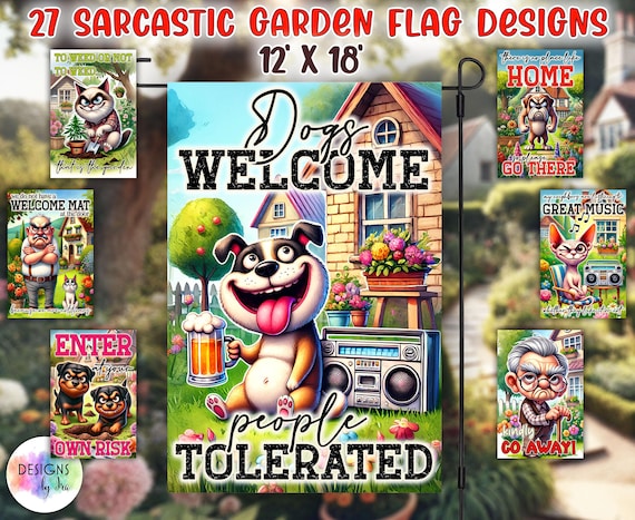 Sarcastic Animals Garden Flag PNG Bundle: Funny Outdoor Decor (Digital Download)