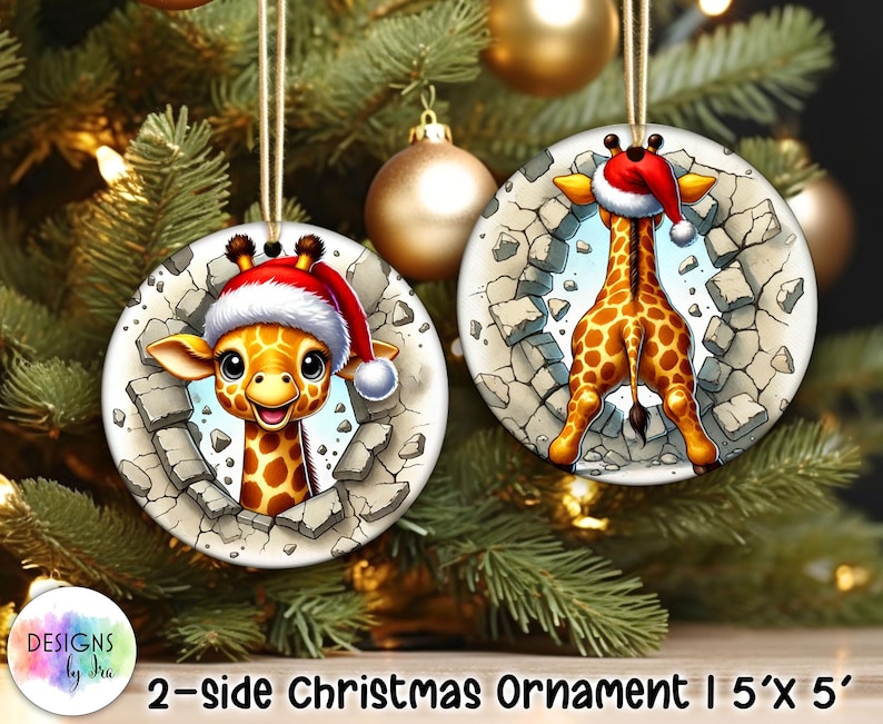 Both Side Christmas Ornaments Bundle | Broken Wall Christmas Ornaments | Holiday Decor | Cute Christmas Animals PNG | Christmas Ornaments image 3