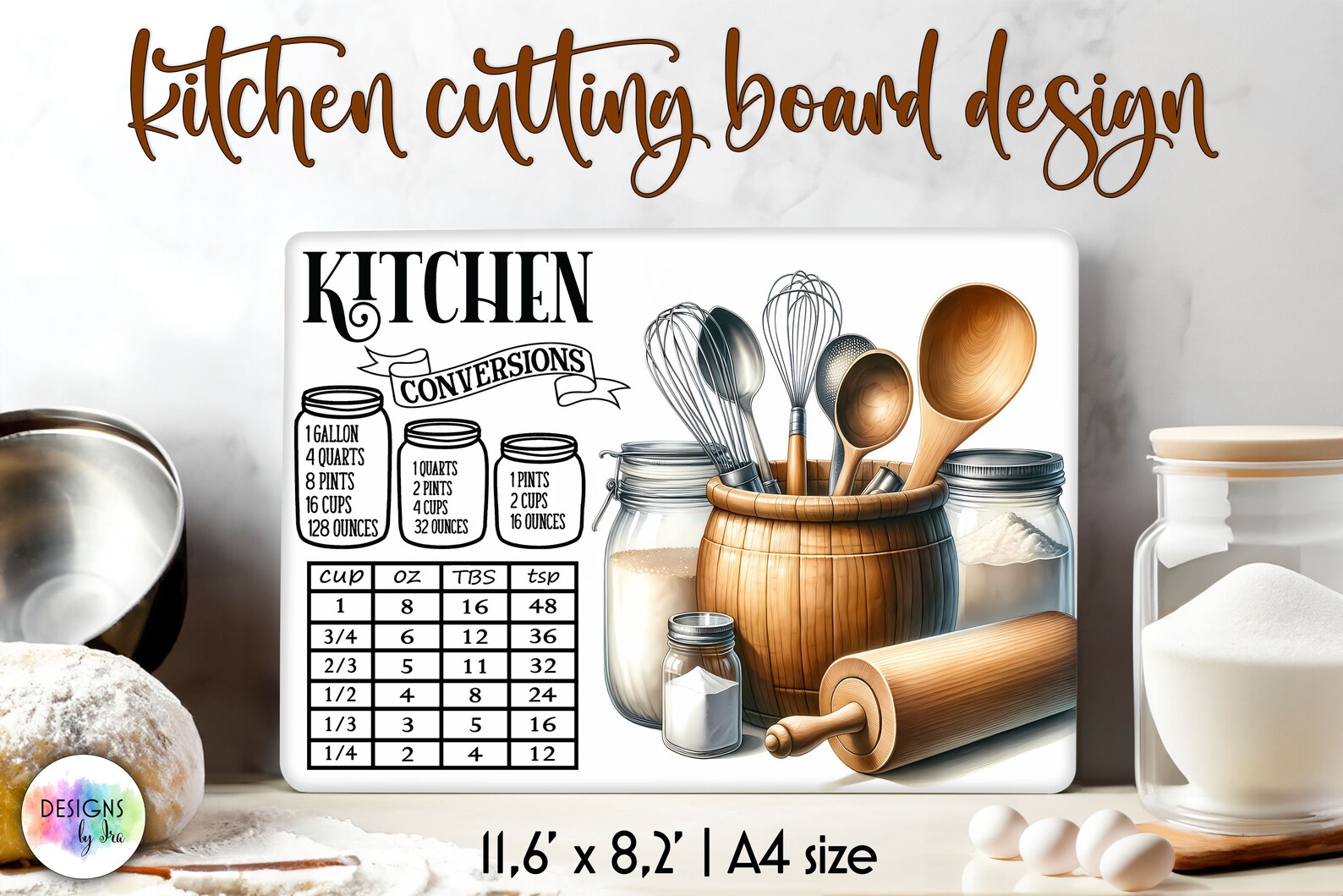 Kitchen Conversions Cutting Board Design: Farmhouse Measurements Chart ...