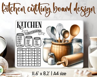 Kitchen Conversions Cutting Board Design: Farmhouse Measurements Chart (PNG)