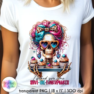 Snarky Skeleton Cupcake PNG: Sarcastic Sublimation Print (Digital Download)