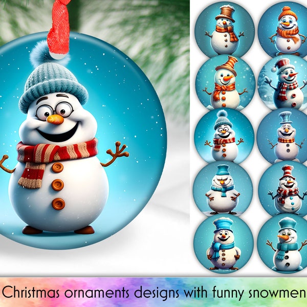 Funny Snowman Ornaments Sublimation Bundle | Christmas Ornament Designs Bundle | Funny Christmas Decorations | Digital Download