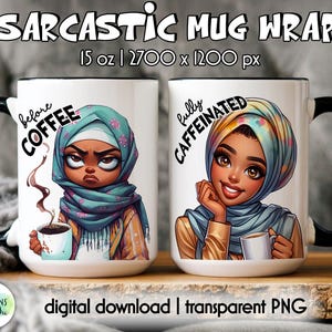 Tazza da caffè sarcastica stampata a sublimazione / Tazza divertente per amanti del caffè / Design con involucro per tazza da donna nera / Tazza da caffè divertente stampata a sublimazione / Afroamericano