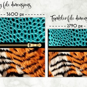 Lunch Bag Sublimation Bundle 20 oz Tumbler Wrap Bundle Animal Print Patterns Realistic Fur Texture Designs Embossed Leather Effect image 3