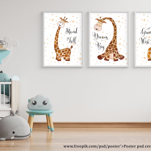Giraffe Wall Art Printable Set Digital Download Set of 3 | Etsy