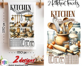 Watercolor Baking Sublimation Design: Kitchen Towel Art (Digital Download)