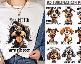 Funny Dog Caricature PNG Bundle: Sarcastic Quotes (Digital Download)