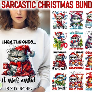 Sarcastische kerstsublimatiebundel | Grumpy Cat-sublimatie | Grappig kerstkatontwerp | Kattenliefhebber-kerstbundel | Digitale download