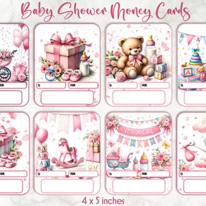 Geldkarten Set zur Geburt | Geldkarten für Mädchen | Geldkarten zum Ausdrucken | Babyparty Geschenkidee | Druckbare Geld Halter