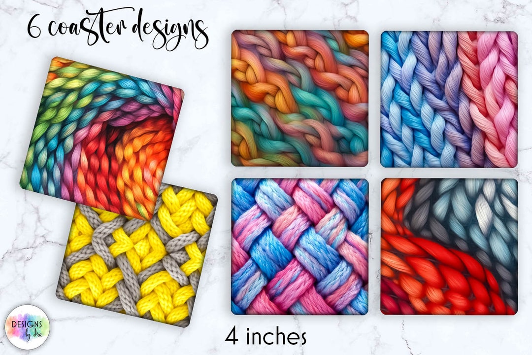 Knitted Texture Square Coaster Bundle Warm and Cosy Coaster Design ...