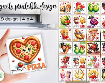 Funny Magnets Prints | Food Puns Magnet Designs | Fridge Magnets Designs | Magnet PNG Bundle | Funny Quotes | Digital Download