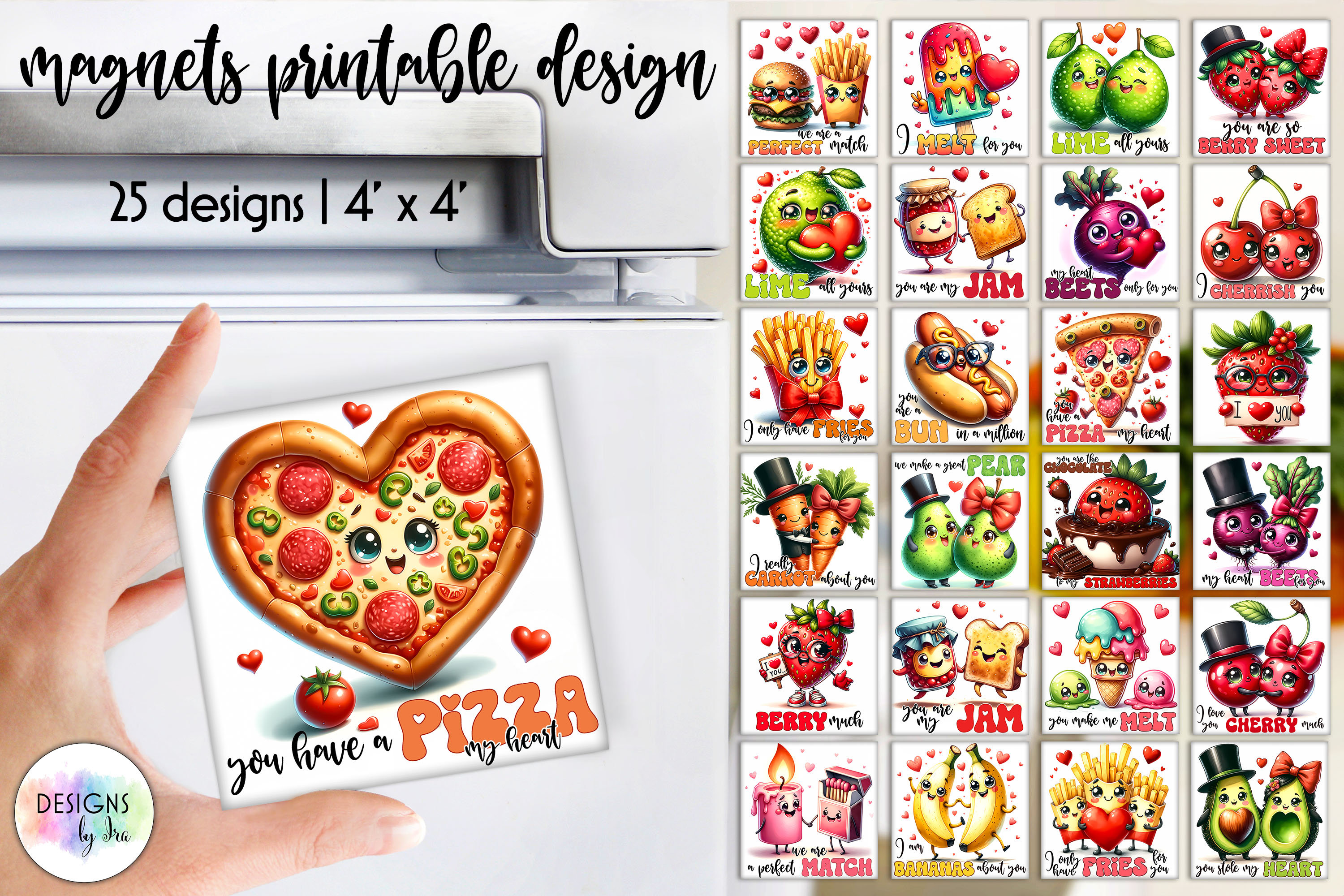 Funny Magnets Prints | Food Puns Magnet Designs | Fridge Magnets Designs | Magnet PNG Bundle | Funny Quotes | Digital Download