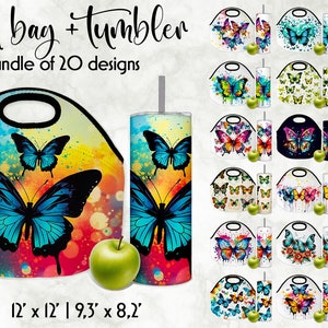 Butterfly Lunch Bag & Tumbler Wrap Bundle (Digital Download)