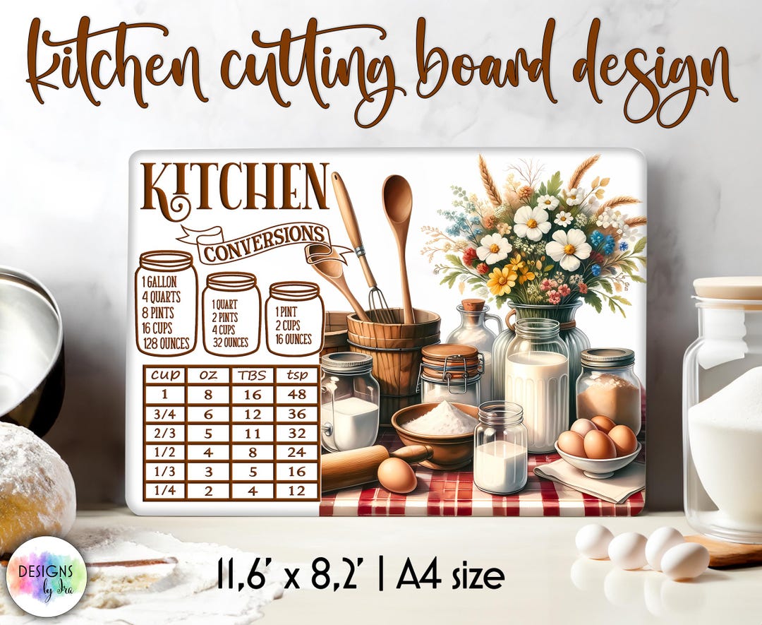 Kitchen Conversions Cutting Board Design: Farmhouse Measurements Chart ...