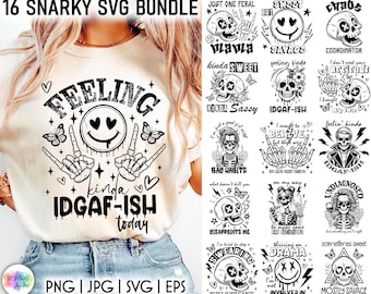 Lustiges Skelett SVG Bundle, sarkastisches Zitat SVG, Snarky Schädel Drucke, Erwachsenen Humor Cricut Datei, lustiges Shirt Design PNG, digitaler Download