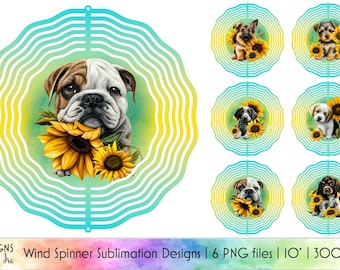 Dog Wind Spinners Sublimation Bundle | Wind Spinner Design with Cute Puppies | Dog Lover Wind Spinner Sublimation Bundle
