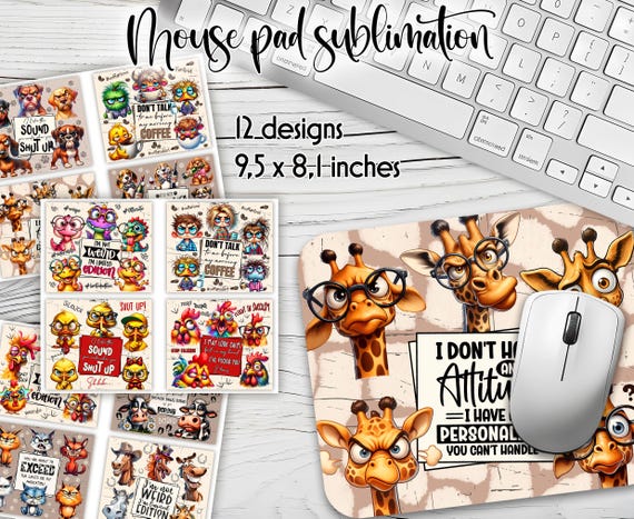 Sarcastic Quotes Mouse Pad Bundle: Funny Office Computer Mat (Digital Download)