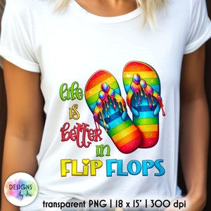 Life is Better in Flip Flops Sublimation: Tropical Beach PNG (Digital Download)